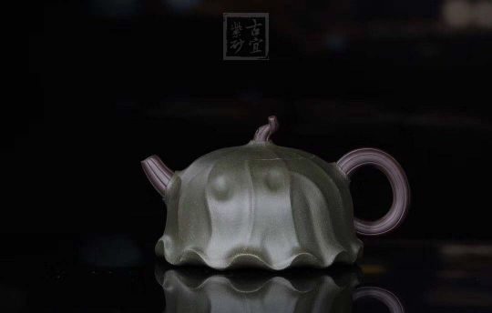 《荷葉》宜興名家紫砂壺工藝美術師手工民國綠，紫泥功夫茶具茶壺家用